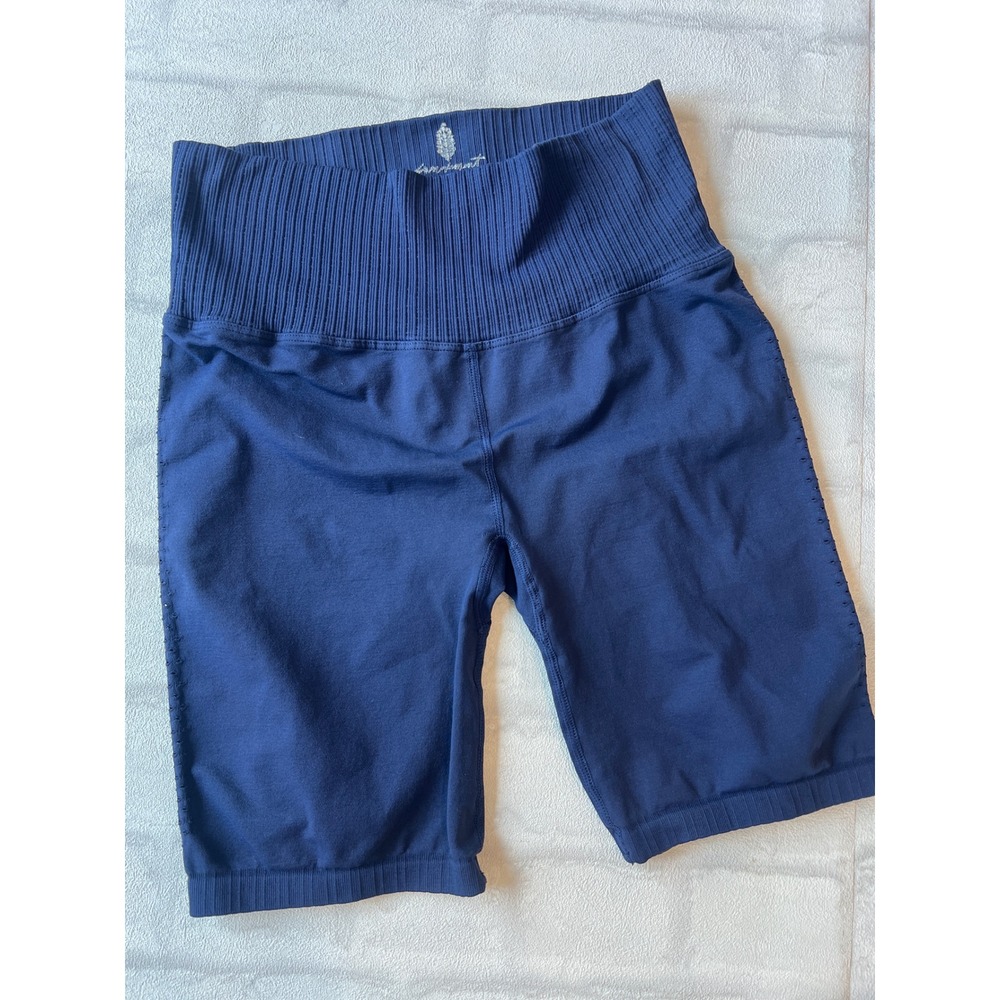 Free People Movement Good Karma Navy Blue Biker Shorts XS/S High Waist Yoga